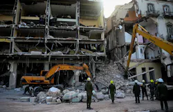 Rescuers remove debris from the ruins of the Saratoga Hotel, in Havana. Rescuers remove debris from the ruins of the Saratoga Hotel, in Havana.