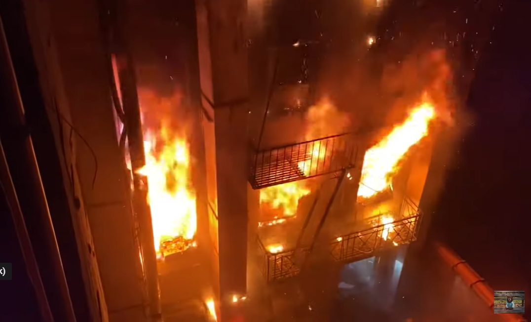 FDNY firefighters battled a five-alarm fire in Manhattan early Sunday.