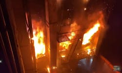 FDNY firefighters battled a five-alarm fire in Manhattan early Sunday.