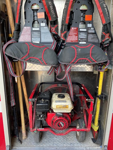 Single-compartment setup on an engine allows engine company members easy, quick access to the equipment that&rsquo;s necessary for ventilation and forcible entry.