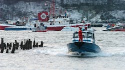 Fire and police boats operate after the plane crash landed in the Hudson River in 2009. Fire and police boats operate after the plane crash landed in the Hudson River in 2009.