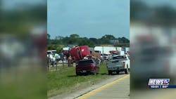 Two Centerville firefighters were injured when they were struck by a tractor-trailer on Interstate 45.