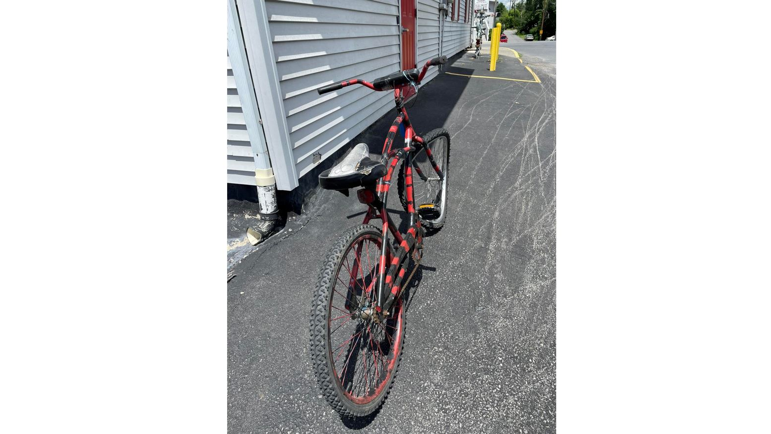The firefighter was riding this bicycle to the station when they were struck.