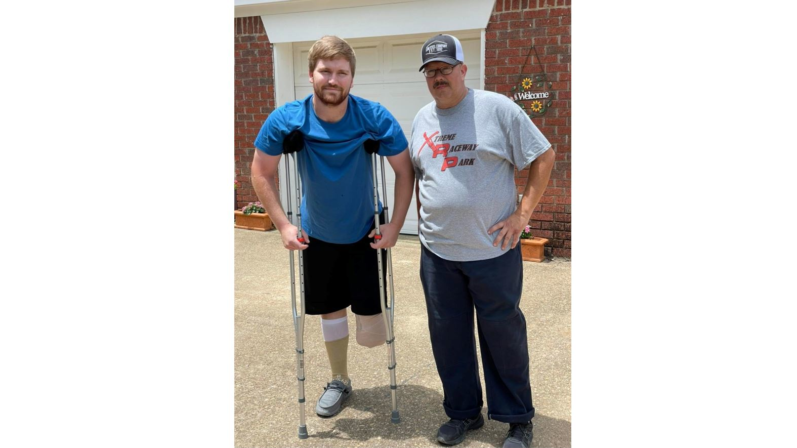 Colton Adams (left) and Clint Franklin were struck by a tractor-trailer while they were working a minor crash on Interstate 45 on June 6.