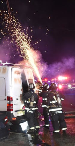 Members might find that low-amperage batteries might overheat during heavy continuous use, so plenty of reserve charged batteries should be kept on apparatus. Members might find that low-amperage batteries might overheat during heavy continuous use, so plenty of reserve charged batteries should be kept on apparatus.