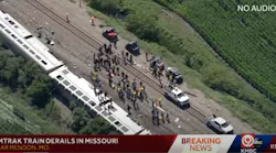 Screenshot of KMBC 9 video showing the aftermath of the Amtrak derailment.