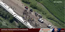 Screenshot of KMBC 9 video showing the aftermath of the Amtrak derailment.