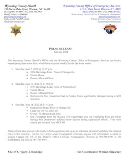 Media alert from Wyoming County Office of Emergency Services. Media alert from Wyoming County Office of Emergency Services.