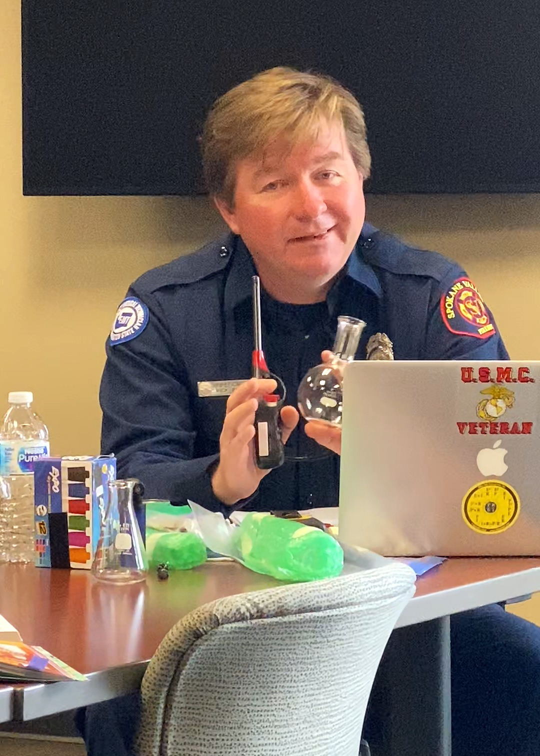 Spokane Valley Fire Department fire investigator Rick Freier is known as 'The Fire Science Guy' by local students.