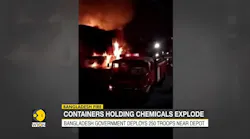 An explosion left 49 people, including nine firefighters and civil defense members dead.