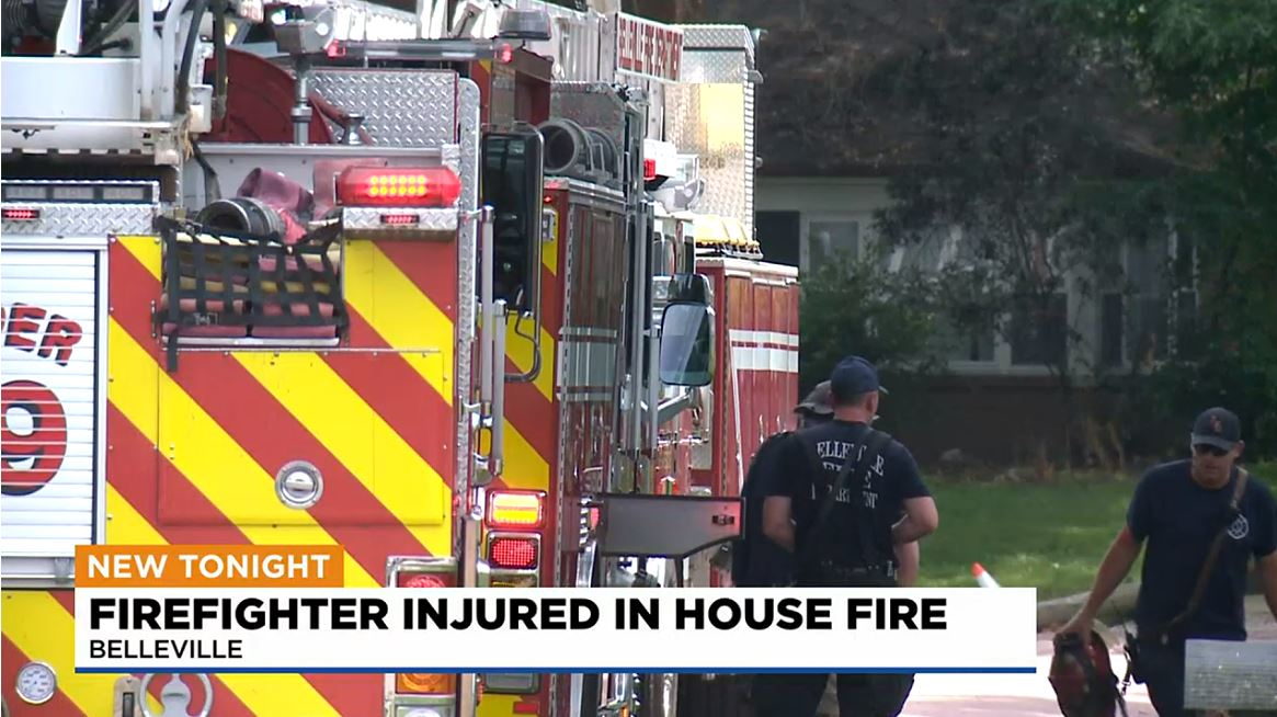 A Belleville fire captain suffered a broken leg at the house fire.