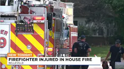 A Belleville fire captain suffered a broken leg at the house fire. A Belleville fire captain suffered a broken leg at the house fire.