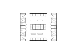 Shared locker area with private showers. Shared locker area with private showers.