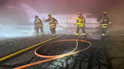 Use a fog or taskforce-type nozzle to fight an aircraft fire, so you can change patterns of the hose stream. Typically, a cone pattern is recommended for fire attack.