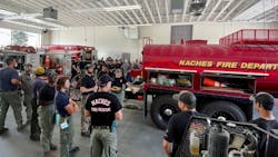 Members of the Naches, WA, Volunteer Fire Department, the U.S. Forest Service and the Washington State Department of Natural Resources participate in regularly scheduled interagency training. Members of the Naches, WA, Volunteer Fire Department, the U.S. Forest Service and the Washington State Department of Natural Resources participate in regularly scheduled interagency training.