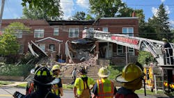 Lower Allen firefighters operate at the house collapse Friday afternoon. Lower Allen firefighters operate at the house collapse Friday afternoon.