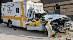 The White Marsh Volunteer Fire Company ambulance was struck and then went off the road.
