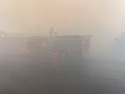The fire continues to burn in the peat, sending out clouds of smelly smoke that have prompted air quality advisories from the Bay Area Air Quality Management District and Contra Costa Health Services.
