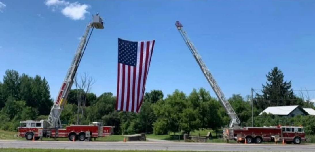 The Richville Volunteer Fire Department posted this image from Jayson Lowery's funeral on its Facebook page.