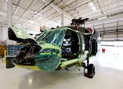 Colorado&rsquo;s Firehawk helicopter, a Blackhawk helicopter being retrofitted, is pictured at United Rotorcraft in Centennial on July 21, 2022.