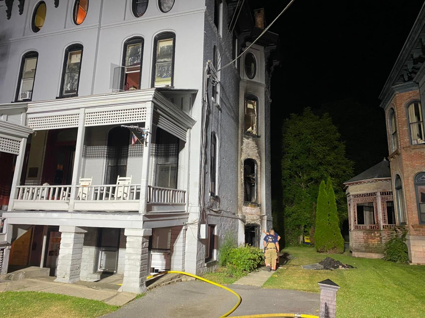 A rookie firefighter rescued a victim from an Auburn apartment building fire. Three people were taken to the hospital.