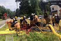 Montgomery County, MD special operations crews battled extreme heat while performing a trench rescue Thursday afternoon.