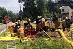 Montgomery County, MD special operations crews battled extreme heat while performing a trench rescue Thursday afternoon.