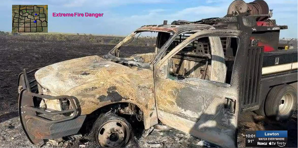 Two New Hope firefighters escaped after their brush truck caught fire.