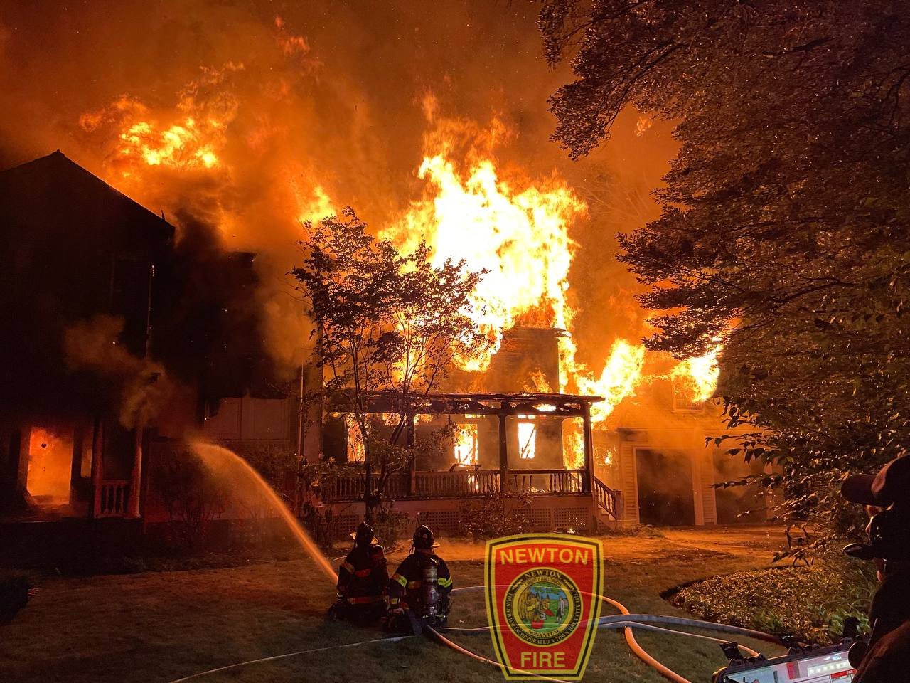 Firefighters from several departments battled the Newton fire for hours.