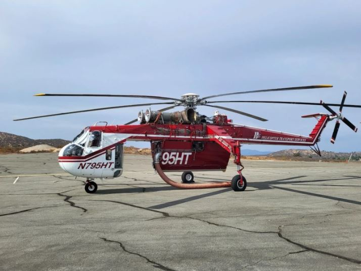 The Sikorsky EH1 helicopter, often called a Skycrane, carries up to 2,650 gallons of water.