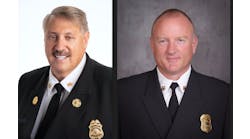 Career Fire Chief Gary Ludwig (left) and Volunteer Fire Chief Marshall Turbeville have been named IAFC 2022 Chiefs of the Year.