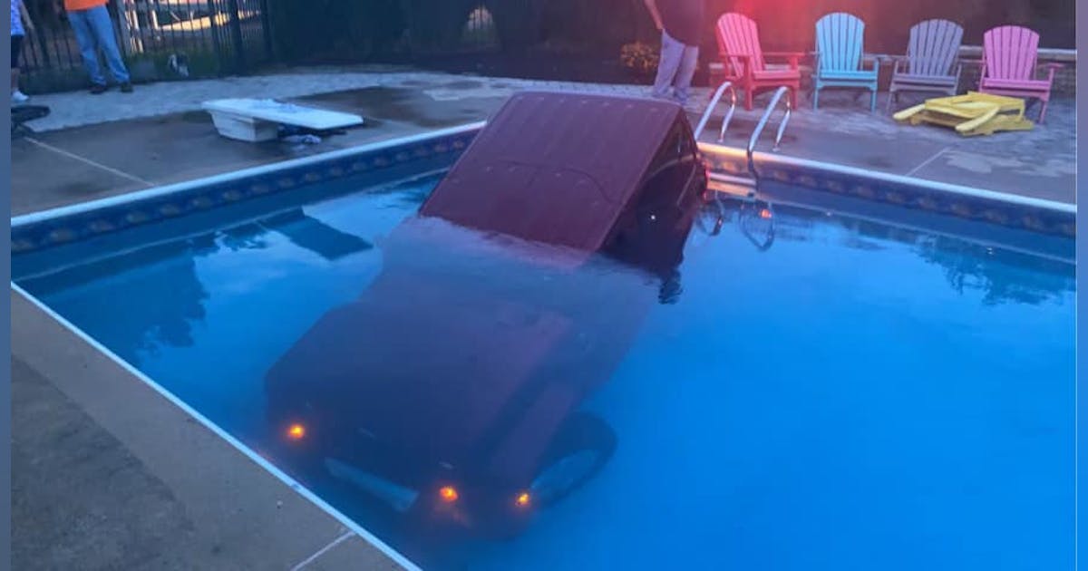 PA FFs Help Pull Car from Pool PA FFs Help Pull Car from Pool