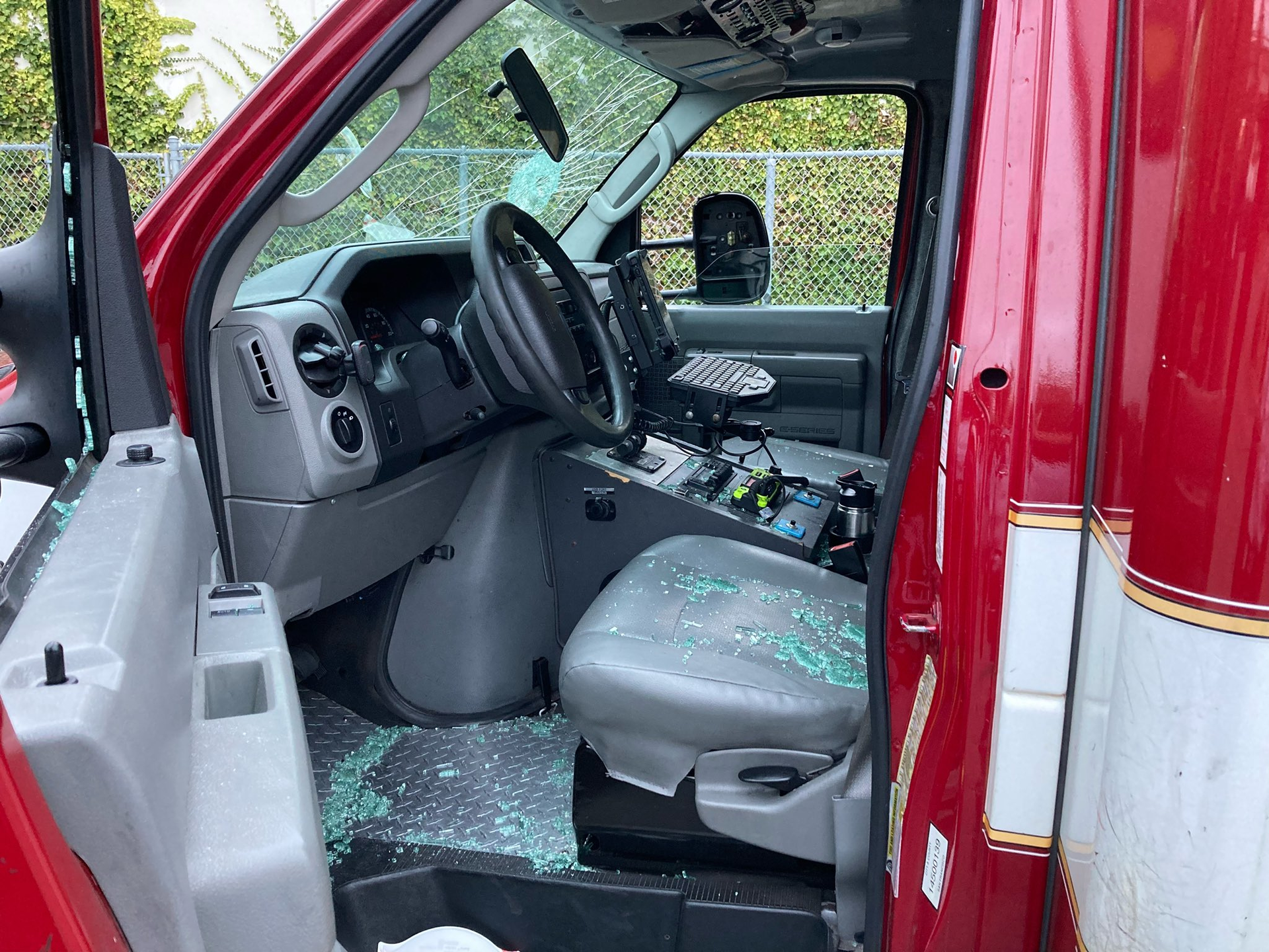 The ambulance was damaged before it was stolen.