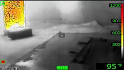 When a TIC is in low sensitivity (left), a firefighter could miss a hole in the floor, because the hole blends in with the background. When a TIC is in high sensitivity (right), the hole is visible. When a TIC is in low sensitivity (left), a firefighter could miss a hole in the floor, because the hole blends in with the background. When a TIC is in high sensitivity (right), the hole is visible.