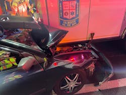 Four people riding in a vehicle that struck a Stafford County fire rig were injured, along with a firefighter. Four people riding in a vehicle that struck a Stafford County fire rig were injured, along with a firefighter.