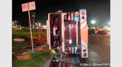 Fort Worth Engine 12 rolled over while responding to a house fire.