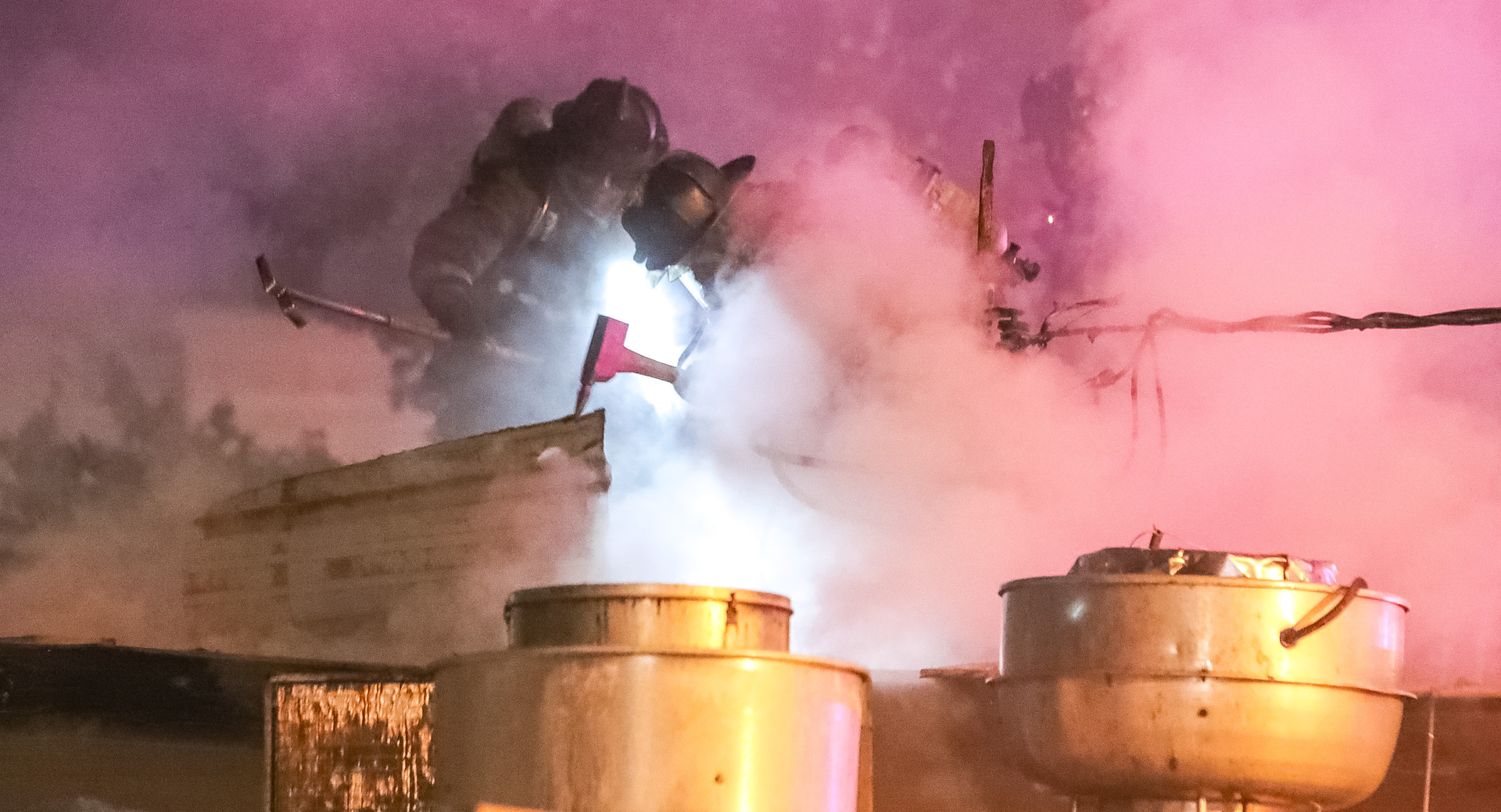 Atlanta firefighters had difficulty with roof work.