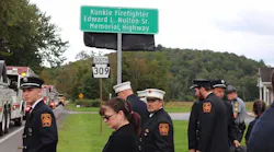 Firefighter Edward L. Nulton Sr. was struck on the opposite side of the road from this sign.