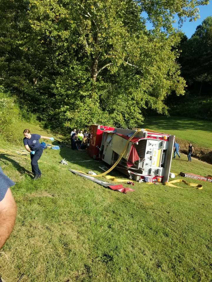 Airbags were used to lift the truck and free the driver.