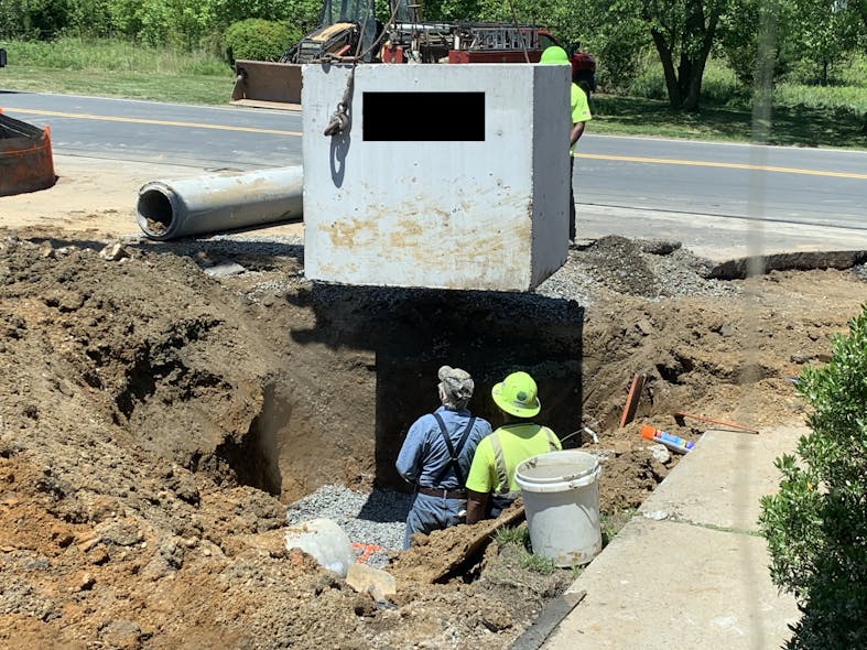 Target hazard areas for trench collapse include construction sites and utility work near roadways. There are plenty of significant issues here: lack of shoring, personnel in the unshored trench, overhead loads being lowered with personnel in the trench and an open roadway that?s a short distance away from the trench.