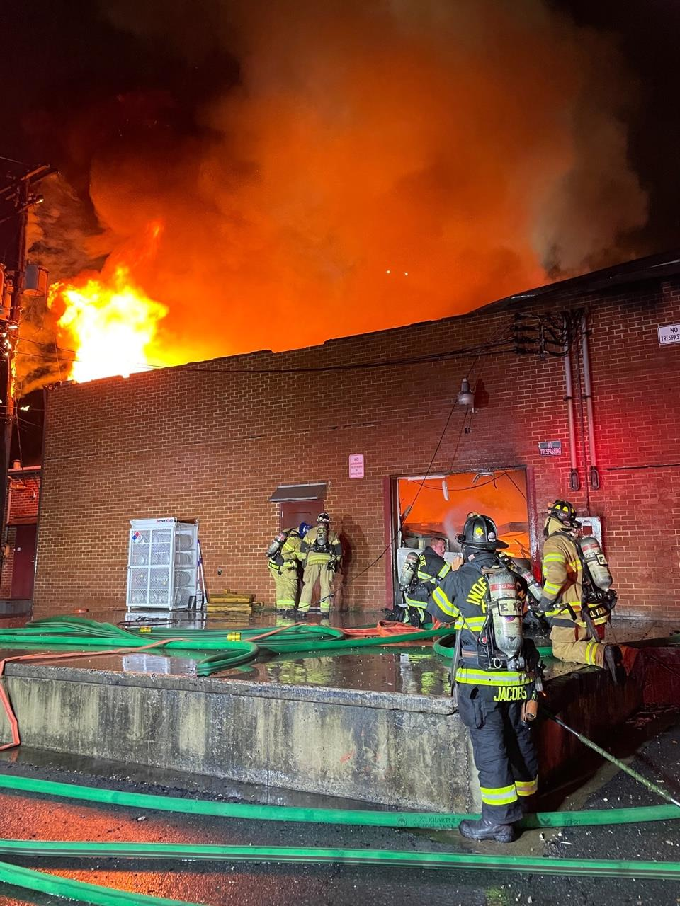 Crews were evacuated after a collapse.