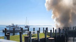 Firefighters from the Susquehanna Hose Company brought the fire under control in 30 minutes using a fire boat and ground-based fire crews. Firefighters from the Susquehanna Hose Company brought the fire under control in 30 minutes using a fire boat and ground-based fire crews.