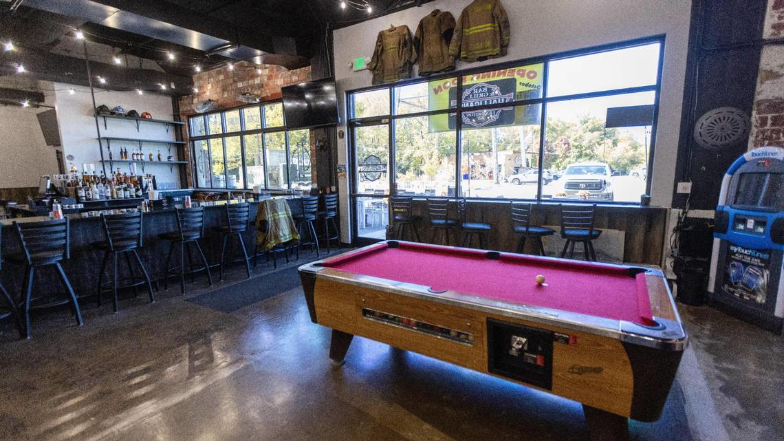 The decoration inside Halligans pub honors first responders and is owned by retired Lexington firefighter Otis Cveticanin.