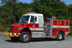 The U.S. Navy operates a number of these multipurpose apparatus. The vehicles can provide structural and wildland fire protection and ARFF protection for airfield operations. This vehicle was constructed by KME Fire Apparatus and is equipped with a dual-pump system, a hose reel and a front-bumper turret.