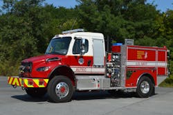 The U.S. Navy operates a number of these multipurpose apparatus. The vehicles can provide structural and wildland fire protection and ARFF protection for airfield operations. This vehicle was constructed by KME Fire Apparatus and is equipped with a dual-pump system, a hose reel and a front-bumper turret. The U.S. Navy operates a number of these multipurpose apparatus. The vehicles can provide structural and wildland fire protection and ARFF protection for airfield operations. This vehicle was constructed by KME Fire Apparatus and is equipped with a dual-pump system, a hose reel and a front-bumper turret.