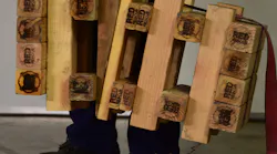 Photo 1. 30-inch cribbing assembly secured and carried horizontally. Note the wedges and the two-by-fours in the assembly.