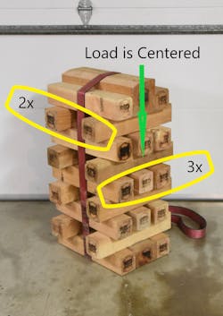 Photo 11. A hybrid 2x3 crib stack. Photo 11. A hybrid 2x3 crib stack.