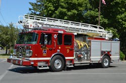 Several Syracuse, NY, Fire Department pumpers recently were rebuilt by Ladder Tower Company using the stainless steel body and 50-foot Telesquirt boom that are installed on new Spartan Gladiator chassis. The pumps and booms were completely rebuilt, with all new electrical harnesses, warning lights, paint and graphics, all at a considerable savings compared with a new vehicle. Several Syracuse, NY, Fire Department pumpers recently were rebuilt by Ladder Tower Company using the stainless steel body and 50-foot Telesquirt boom that are installed on new Spartan Gladiator chassis. The pumps and booms were completely rebuilt, with all new electrical harnesses, warning lights, paint and graphics, all at a considerable savings compared with a new vehicle.