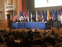 Federal and fire service officials discuss issues during the roundtable Tuesday morning.