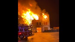 The three-story building along Interstate 45 near The Woodlands collapsed, injuring one firefighter and damaging a fire apparatus. The three-story building along Interstate 45 near The Woodlands collapsed, injuring one firefighter and damaging a fire apparatus.